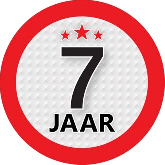 7 jaar leeftijd sticker rond 9 cm - 7 jaar verjaardag/jubileum versiering