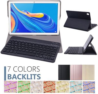 7 Kleur Backlit Bluetooth Toetsenbord Case Voor Huawei Mediapad M6 10.8 Inch Pu Leather Stand Case Draadloos Toetsenbord Cover roos goud