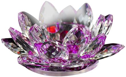 7 Kleuren Crystal Glas Lotus Bloem Kaars Thee Licht Houder Boeddhistische Kandelaar F