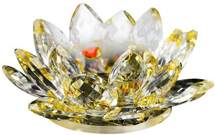 7 Kleuren Crystal Glas Lotus Bloem Kaars Thee Licht Houder Boeddhistische Kandelaar