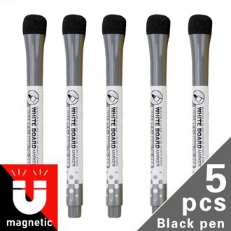 7 Kleuren Magnetische White Board Earaser Markers Tekening Krijt Glas Keramiek Whiteboard Pennen Kinderen Schrijven Leren Gereedschap zwart 5 pens