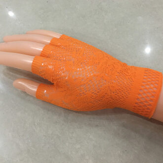 7 Kleuren Mode Korte Mesh Punk Sexy Night Club Vingerloze Handschoenen Voor Vrouwen Verkoopt 610 sexy handschoenen oranje