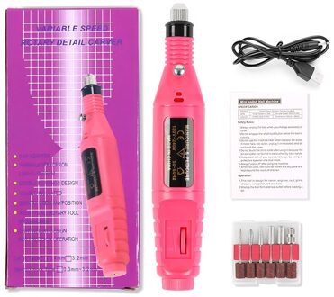 7 Kleuren Nail Polijstmachine Mini Elektrische Usb High Speed Vervangbare Slijpen Hoofd Draagbare Kleurrijke Nail Art Slijpen Machine Tool 01