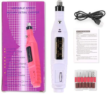 7 Kleuren Nail Polijstmachine Mini Elektrische Usb High Speed Vervangbare Slijpen Hoofd Draagbare Kleurrijke Nail Art Slijpen Machine Tool 02