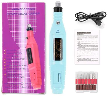 7 Kleuren Nail Polijstmachine Mini Elektrische Usb High Speed Vervangbare Slijpen Hoofd Draagbare Kleurrijke Nail Art Slijpen Machine Tool 07