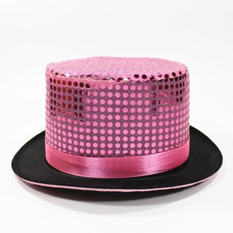 7 kleuren volwassenen top hoed voor dans Magische Hoeden jazz hoed paillette Prestaties Caps kerst hoeden festival dans accessoires roze