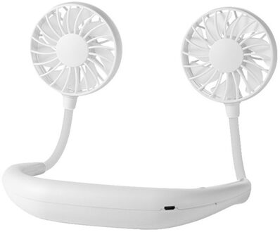7-Leaf Sport Slijtage Opknoping Nek Fan Lui Dragen Draagbare Ventilator Plastic 360 Graden Rotatie Koeling Luchtkoeler wit