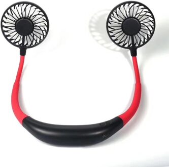 7-Leaf Sport Slijtage Opknoping Nek Fan Lui Dragen Draagbare Ventilator Plastic 360 Graden Rotatie Koeling Luchtkoeler zwart