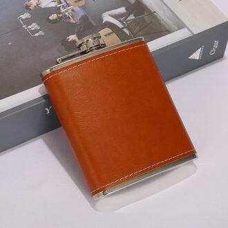 7 Oz Roestvrij Staal Wijn Pot Pu Lederen Oppervlak Heupfles Draagbare Reizen Kleine Mini Alcohol Whiskey Fles Drank Fles geel G B