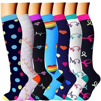 7 Pairs Носки Unisex Sport Sokken Brede Kalf Compressie Sport Sokken Leuke Sokken Vrouwen Set Calcetines Skarpetki Носки Женские @ 40 L/xl