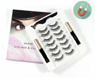 7 Pairs Reusable 5D Magnetic Lashes and Eyeliner Kit Eyeliner Magnetic Lashes Kit Comes With 2 Tubes of Magnetic Eyeliner