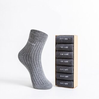 7 Paren/partij Sokken Mannen Effen Katoen Lente En Herfst Katoen Business Jurk Mannen Sokken Ademend Casual sokken 7pairs grijs