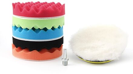 7 Pc 3/4/5/6/7 ''Auto Polijstmachine Polijstmachine Wassende Buffing Wollen & spons Pads Kit 6duim