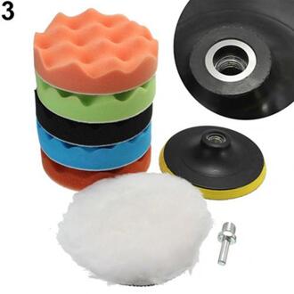 7 Pcs 3/5/6/7 Inch Polijsten Waxen Buffing Pad Spons Kit Set Voor Auto Polijstmachine Met Lijm backer Pad Wollen Buffer 6 duim