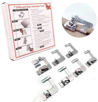 7 pcs Binnenlandse Naaimachine Voet Presser Rolzoom Voeten Set voor Singer Brother Naaien Accessoires 5BB5725