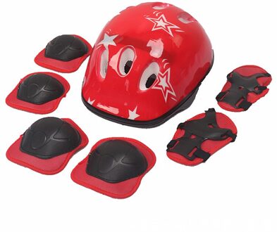 7 Pcs Kinderen Fiets Knie Pols Guard Elleboog Pad Set Helm Fietsen Roller Skateboard Helm Hoofd Protectors 03