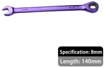 7 Pcs Kleur Ratelsleutel Multifunctionele Dual-Purpose Open Beweegbare Moersleutel Handgereedschap Set 8-19mm 8mm