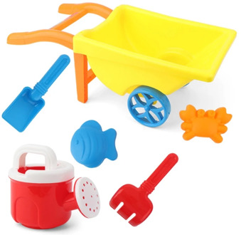 7 Pcs Outdoor Wheelbarrow Beach Toys for Kids Summer Sand Toys for Building Sand Castles Molds