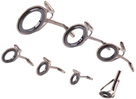 7 Pcs Vintage Ovale Vissen Tips Rod Gidsen Ring Roestvrij Pole Reparatie Kit