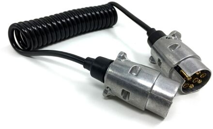 7 Pin Metalen Trailer Stekkers W/Krullend Verlengkabel Lead 1.5M Male Naar Male 12V Trailer Verlichting board Caravan E7CA