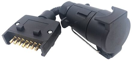 7 Pin Trailer Connector Plug Adapter Ronde Vrouwelijke Om Platte Mannelijke Caravan Boot 21*6*5.5 Cm/8.27*2.36*2.17 Inch