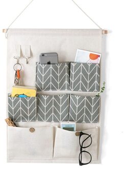 7 Pocket Hanger Garderobe Kast Ondergoed Opbergtas Deur Muur Puin Opbergtas Kind Muur Opknoping Zakken Puin Bages grijs