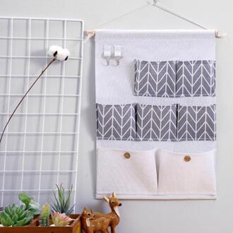 7-Pocket Rommel Zak Over De Deur Organizer Muur Kast Opknoping Opbergtas Multilayer Linnen Stof Pouch Puin Organizer tas grijs arrow patroon