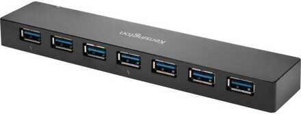 7 Poorten USB 3.0 Hub - Voor Snel Opladen - Zwart