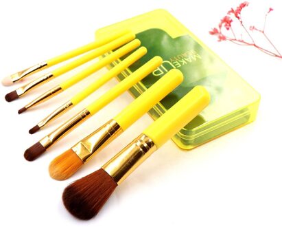 7 Stks/partij Make-Up Kwasten Set Oogschaduw Blending Eyeliner Contour Concealer Lip Make Up Brush Beauty Tool Brochas Maquillaje geel