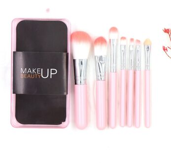 7 Stks/partij Make-Up Kwasten Set Oogschaduw Blending Eyeliner Contour Concealer Lip Make Up Brush Beauty Tool Brochas Maquillaje roze