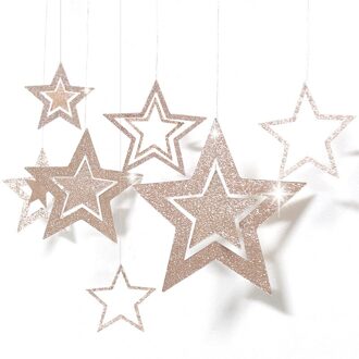 7 Stks/partij Twinkle Star Papier Hanger Garland Ornamenten champagne