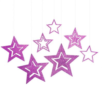 7 Stks/partij Twinkle Star Papier Hanger Garland Ornamenten pruim