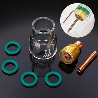 7 Stks/set #12 Pyrex Glas Cup Kit Stubby Spantangen Lichaam Gas Lens Tig Lastoorts Voor Wp-9/ 20/ 25 Lassen Accessoires