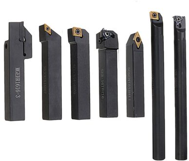 7 Stks/set 16Mm Shank Draaibank Draaien Gereedschaphouder Boring Bar Cnc Gereedschap Set Met Hardmetalen Wisselplaten En Sleutels