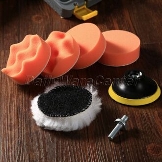 7 Stks/set 3 Inch Buffing Pad Auto Polijsten Spons Wiel Kit W/ M10 Boor Adapter Voor Auto Wassen cleaning Detailing Polish Kit