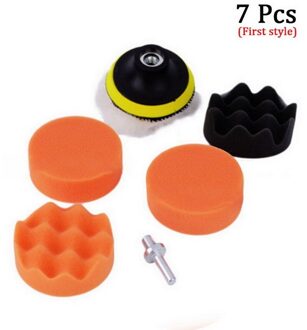 7 Stks/set 3Inch Auto Polijstschijf Zelfklevende Polijsten Waxen Spons Wol Wiel Polijsten Pad Voor Auto Polijstmachine boor Adapter