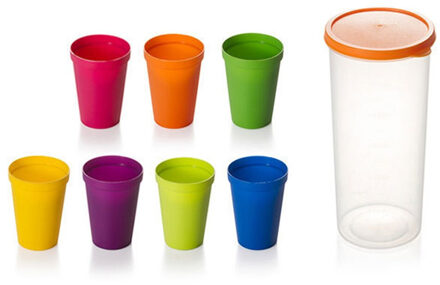 7 stks/set 7 kleur draagbare Regenboog pak cup picknick toerisme plastic beker koffie huishouden cups Kleur Willekeurige
