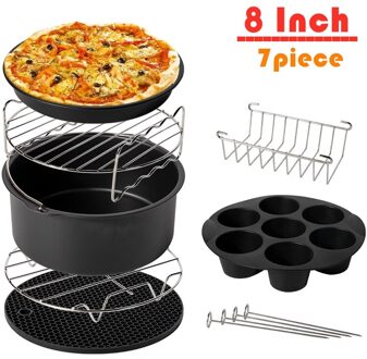 7 Stks/set 8 Inch Lucht Friteuse Accessoires Voor Gowise Phillips Cozyna En Secura Fit Alle Airfryer 5.3QT Om 5.8QT Full sets