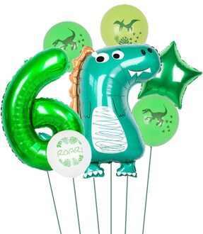 7 Stks/set Dinosaur Folie Ballonnen Jongens Dier Ballonnen Gelukkige Verjaardag Ballon Baby Shower Partij Decoratie Jurassic World Decor 6