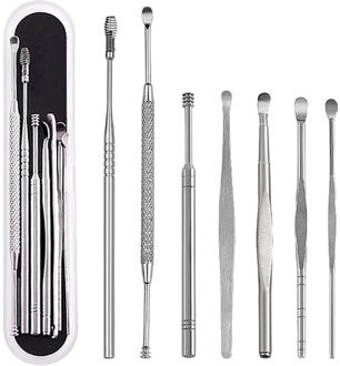 7 Stks/set Ear Wax Pick Rvs Oor Scoop Cleaner Remover Oor Reiniging Tool Met Storage Case Individuele Gezondheidszorg