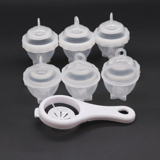 7 Stks/set Ei Tool Met Separator Hard Kook Eierkoker Clear Siliconen Maker Zonder Shell Maker Ei Stoomboot