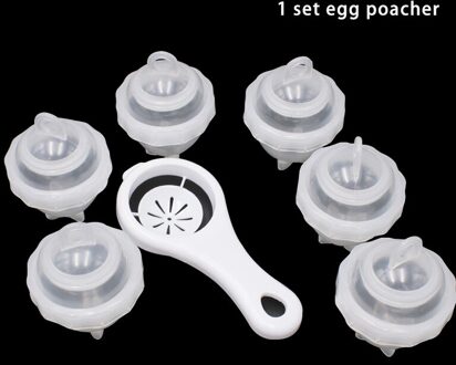 7 Stks/set Eierkoker Plastic Transparante Eierkokers Met 6Pcs Steamers + 1Pc Ei Verdelers Keuken Eierkoker koken Gereedschap 1reeks egg poacher