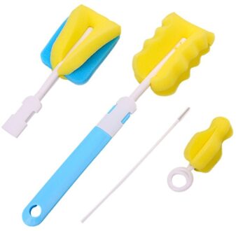 7 stks/set Fles Spons Borstel Gereedschap Stro Borstel Set blauw 4reeks