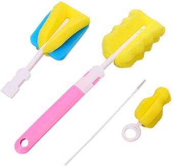 7 stks/set Fles Spons Borstel Gereedschap Stro Borstel Set roze 4reeks
