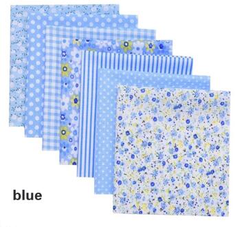 7 Stks/set Gedrukt Diy Naaien Quilten Stoffen Mode Stof Katoen Borduurwerk Praktische Gedrukt Katoenen Doek Handwerk 25x25cm blauw