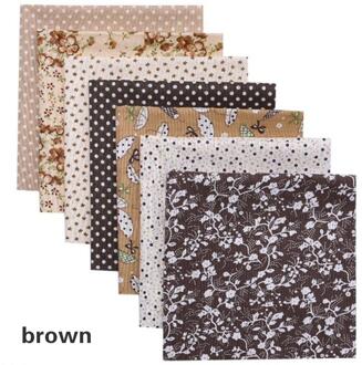 7 Stks/set Gedrukt Diy Naaien Quilten Stoffen Mode Stof Katoen Borduurwerk Praktische Gedrukt Katoenen Doek Handwerk 25x25cm bruin