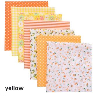 7 Stks/set Gedrukt Diy Naaien Quilten Stoffen Mode Stof Katoen Borduurwerk Praktische Gedrukt Katoenen Doek Handwerk 25x25cm geel