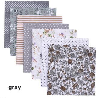 7 Stks/set Gedrukt Diy Naaien Quilten Stoffen Mode Stof Katoen Borduurwerk Praktische Gedrukt Katoenen Doek Handwerk 25x25cm grijs