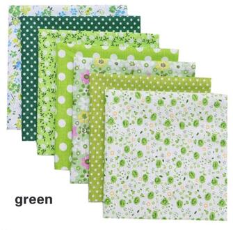 7 Stks/set Gedrukt Diy Naaien Quilten Stoffen Mode Stof Katoen Borduurwerk Praktische Gedrukt Katoenen Doek Handwerk 25x25cm groen