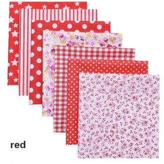 7 Stks/set Gedrukt Diy Naaien Quilten Stoffen Mode Stof Katoen Borduurwerk Praktische Gedrukt Katoenen Doek Handwerk 25x25cm rood
